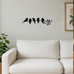 1PC Fashionable Metal Bird Wall Art - Bird On The Branch Wall Ornament. The Leaves With Birds Sculpture Wall Decor Is A Fashion - Forward Metal Wall Hanging, Keeping Your Decor On - Trend.Decorative S