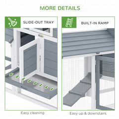 59" Small Wooden Chicken Coop Hen House Poultry Cage for Outdoor Backyard with 2 Doors, Nesting Box and Removable Tray, White
