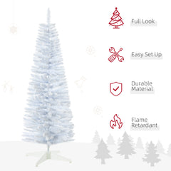 5' Decorated Christmas Tree Snow Flocked Artificial Christmas Tree with Pencil Shape, Realistic Branches, White