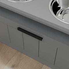Elevated Dog Bowls, Large Breed Raised Dogs Bowl Stand With 2 Stainless Steel Bowls, Storage Drawer And Slow Feeder Mat