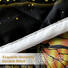 3pcs Sunflower Butterfly Cross Black Gold Color Soft Thick Warm Bedding Bedding For All Seasons 1 Quilt 2 Pillowcases