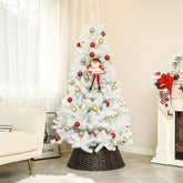 6ft Unlit Artificial White Christmas Tree, Holiday Décor with 1000 Branch Tips, Auto Open and Steel Base