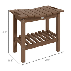 HDPE Shower Bench, Waterproof Shower Stool with Handle, Storage Shelf, Non-Slip Pads for Indoor Outdoor, Brown