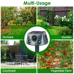 Ultrasonic Solar Animal Repeller Outdoor Mole Snake Squirrel Repellent Waterproof Bird Deer Dog Cat Deterrent With 6 Modes Motion Sensor Vibration Stake For Farm Garden Yard