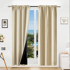 Rod Pocket Thermal Insulated With Coated Lining 52 In. W X 63 In. L Indoor Blackout Curtains,2 Colors Available,Set Of 2