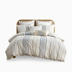 Full Queen Cotton Printed Duvet Cover Set With Chenille