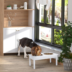 23" Wooden Heavy Duty Dog Food Bowls Pet Elevated Feeding Station -White