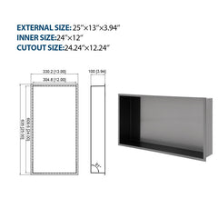 Stainless Steel Shower Niche, Gunmetal Black, Waterproof, Leak-Free, Rust-Resistant,Easy Installation, Corrosion-Resistant