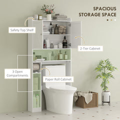 Farmhouse Over the Toilet Cabinet with Barn Doors, Over the Toilet Storage Cabinet with Adjustable Shelf, White