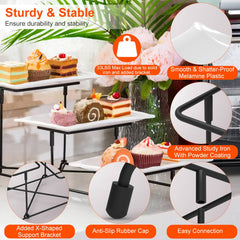 1Pc 3Tier Plastic Serving Tray Dessert Server Display Serving Stand Dinnerware With 3 Rectangular Plastic Serving Platters Metal Stand For Entertaining Fruit Dessert Veggie Cookies Party