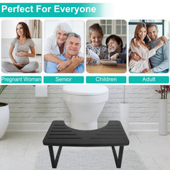 1Pc Wooden Metal Potty Stool 6.69in In Bathroom Toilet Stool For Children Rustproof Anti-Slip Poop Stool Black