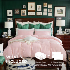 This High-quality White And Pink Oversized Solid Color Duvet Cover Set Includes One Duvet Cover And Two Pillowcases. Its Universally Appealing Design Creates A Warm And Cozy Atmosphere For Any Campus