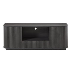 64 Inch Wavy TV Stand, Rounded Sideboard, Storage Cabinet Wooden Vertical Stripe Cabinet For Living Room Bedroom Entryway Black,64W X 15D X 24H.