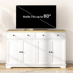 Modern Sideboard, Buffet Cabinet with Storage Drawers, Adjustable Shelves for Living Room, Dining Room, Entryway, White