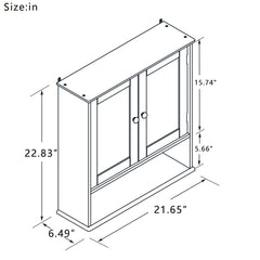 Bathroom Wall Cabinet With Double Mirror Doors And Shelves