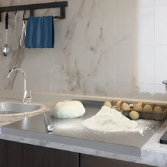 XXL Cooked Meat Baking Tray, Double-sided Cutting Board, Stainless Steel Rolling Plate, Breakfast Tray, Suitable For Fruits, Vegetables, Meats, Father's Day Gift Chopping Kitchen Knives