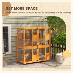Cat Tree House with Scratching Post and Wheels