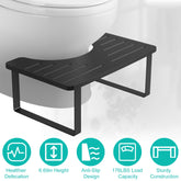 1Pc Wooden Metal Potty Stool 6.69in In Bathroom Toilet Stool For Children Rustproof Anti-Slip Poop Stool Black
