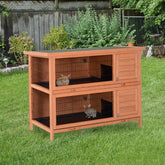 54 Rabbit Cage, 2-Tier Rabbit Hutch Outdoor Guinea With Removable Dividers And Pull-Out Trays, Orange