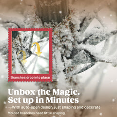 9 ft Artificial Frosted Christmas Tree with Realistic Branches, Wide Full Spruce, Hinged Xmas Tree, Easy Assembly