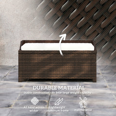 Outdoor Wicker Storage Bench With Storage & Cushion, Cream White