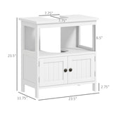 Kleankin Pedestal Sink Storage Cabinet, Bathroom Under Sink Cabinet With 2 Doors And Open Shelf, Bathroom Vanity, White