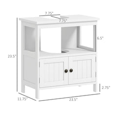 Kleankin Pedestal Sink Storage Cabinet, Bathroom Under Sink Cabinet With 2 Doors And Open Shelf, Bathroom Vanity, White