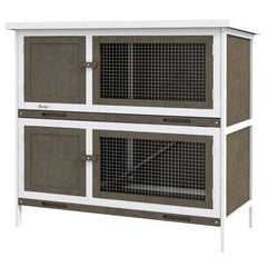 PawHut Wooden Bunny Hutch With Ramp, Indoor Outdoor, Brown