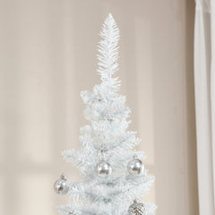 7' Artificial Pencil Christmas Tree, Slim Xmas Tree with 499 Realistic Branch Tips and Plastic Stand, White