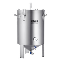 304 Stainless Steel Kettle, 16 GALLON Beer Brew Fermentor, Brew Bucket Fermentor For Brewing, Home Brewing Supplies With Base, Kettle Stock Pot Includes Lid, Handle, Valve, Spigot, Thermometer