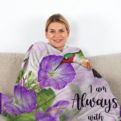 1pc Purple Morning Glory Hummingbird Print Flannel Blanket, Comfortable And Warm Home Throw For Bed, Sofa, Camping, And Multi-Scene Use With Seasonal Versatility