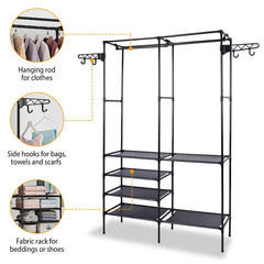 Garment Rack Heavy Duty Metal Shoe Clothing Organizer Shelves Freestanding Multifunctional Clothes Wardrobe