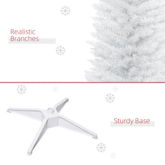 7' Artificial Pencil Christmas Tree, Slim Xmas Tree with 499 Realistic Branch Tips and Plastic Stand, White