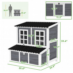 Wooden Chicken Coop with Nesting Box, Pull-Out Tray, Waterproof Roof, 39" Chicken House for 4-6 Chickens, Rabbits