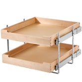 2 Tier Pull Out Cabinet Organizer Soft Close Slide Out Wood Drawer 20'W X 21'D