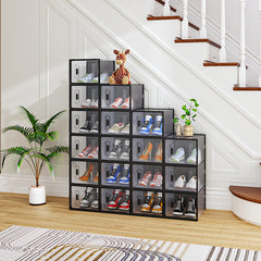 Black Medium 18PCS 35x25x19cm Shoebox, Plastic, Mesh, Free Combination