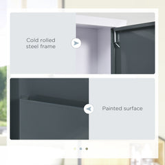 Bathroom Medicine Cabinet with Shelves Inside & On Door, Locking Medical Cabinet for Child & Pet Safety, First Aid Bathroom Wall Cabinet, White and Gray