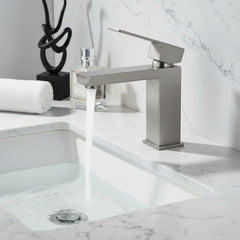 Single Handle Bathroom Faucet, Stainless Steel Single Hole Lavatory Faucet, Modern Sink Faucet, Brushed Nickel