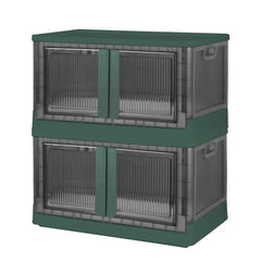 2Pc Foldable Storage Bins With Lid Collapsible Stackable Closet Organizer Containers With Front Door Lock 4Pcs Wheels 32L 72L Size Options