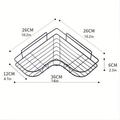 1pc Wall Mounted Bathroom Shelf, Shower Caddy Rack, No Punching Triangle Storage Rack For Bathroom Kitchen, Bathroom Accessories