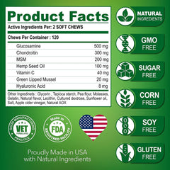 Youmile Hip & Joint Health Supplement For Dogs 120 Chews, Glucosamine Chondroitin MSM Dog Chews With Hyaluronic Acid, Liver Flavored Bone & Joint Support Supplement, For All Breeds