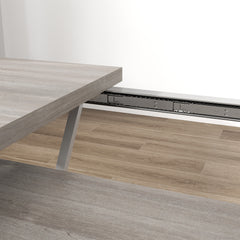 47"-63" Extendable Dining Table for 4-6, Farmhouse Expandable Kitchen Table with Heavy Duty Trestle Base, Gray