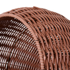 Elevated Cat Bed with Rotatable Egg Chair Pod, Cat Basket Bed with Thick Cushion, Natural Mat Grass Woven Kitty House, Brown
