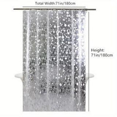 METABEST 3D Pebble Pattern Shower Curtain Liner Made Of Durable PEVA With Heavy-Duty Magnets For Showers And Tubs, 71 X 71 Inches, With 12 Hooks