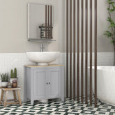 Bathroom Vanities, Pedestal Sink Cabinet with U-Shaped Cut-out and Adjustable Shelf, Gray