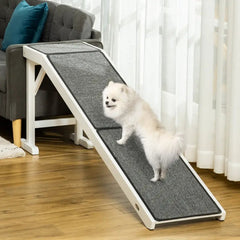 PawHut Dog Ramp Foldable With Non-slip Carpet Top Platform, Gray, White