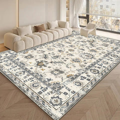 Retro Gray Style Flower Art Carpet Light Luxury Living Room Space Narrator Soft Style Can Also Improve The Home Texture Level 5x7ft Cashmere-like Washed Bottom