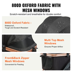 Pet Stroller, 4 Wheels Dog Stroller Rotate With Brakes, 66 Lbs Weight Capacity, Puppy Stroller With Detachable Carrier, Storage Basket And Pet Pad, For Small To Medium Sized Dogs, Black