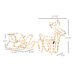 35" Christmas Reindeer and Sleigh with LED Motif Warm Lighting