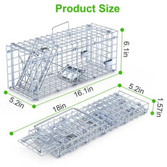 2Pcs Foldable Rat Trap Cage Humane Live Rodent Trap Cage Galvanized